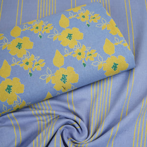 Sky Blue Stripes Print Cotton Linen SN-29500 - TradeUNO