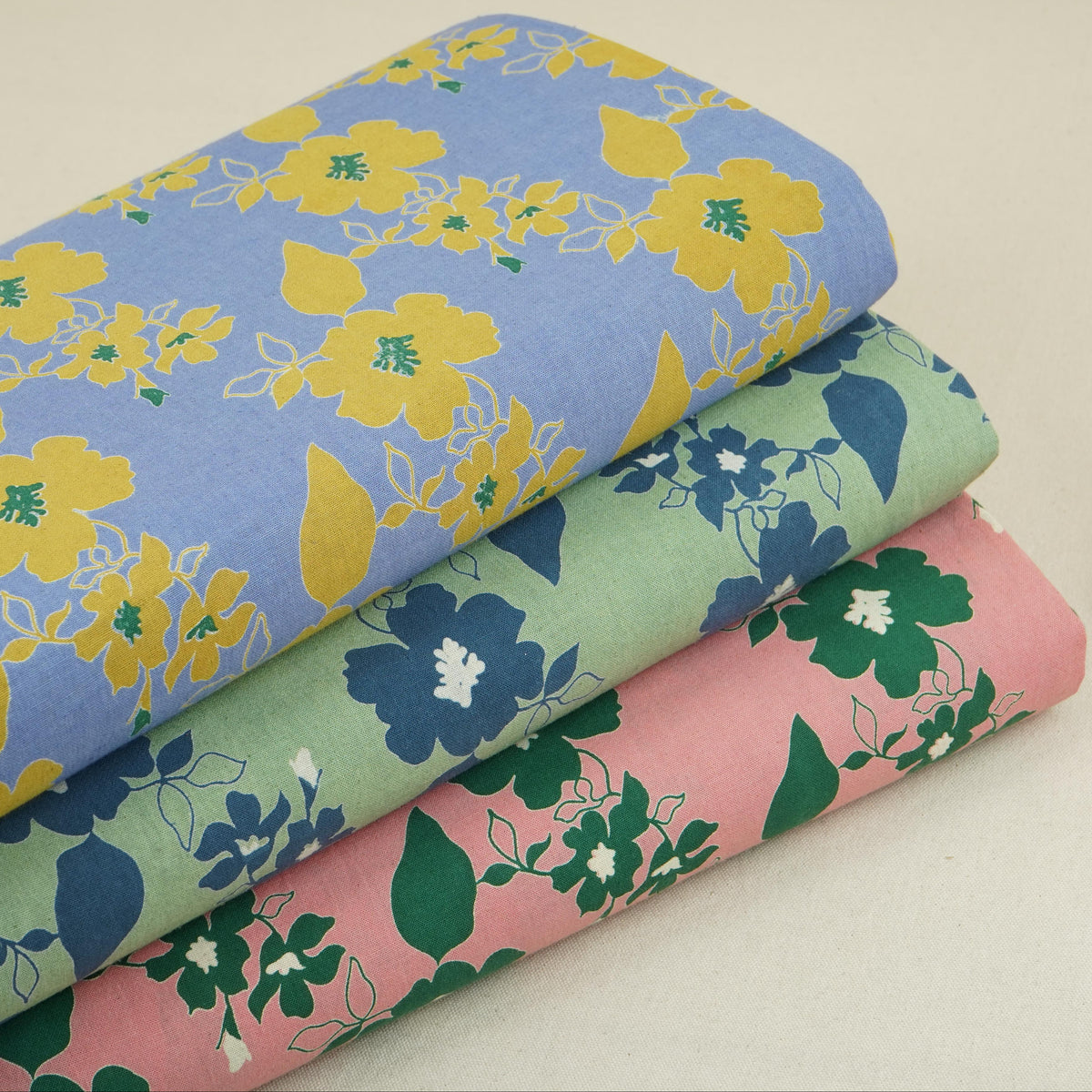 Sky Blue Floral Print Cotton Linen SN-29499 - TradeUNO
