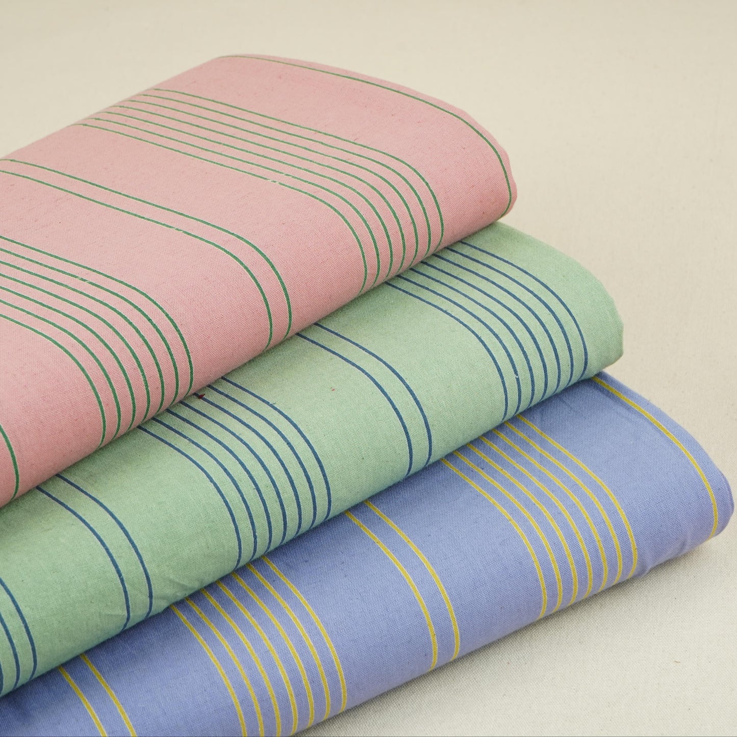 Green Stripes Print Cotton Linen SN-29504
