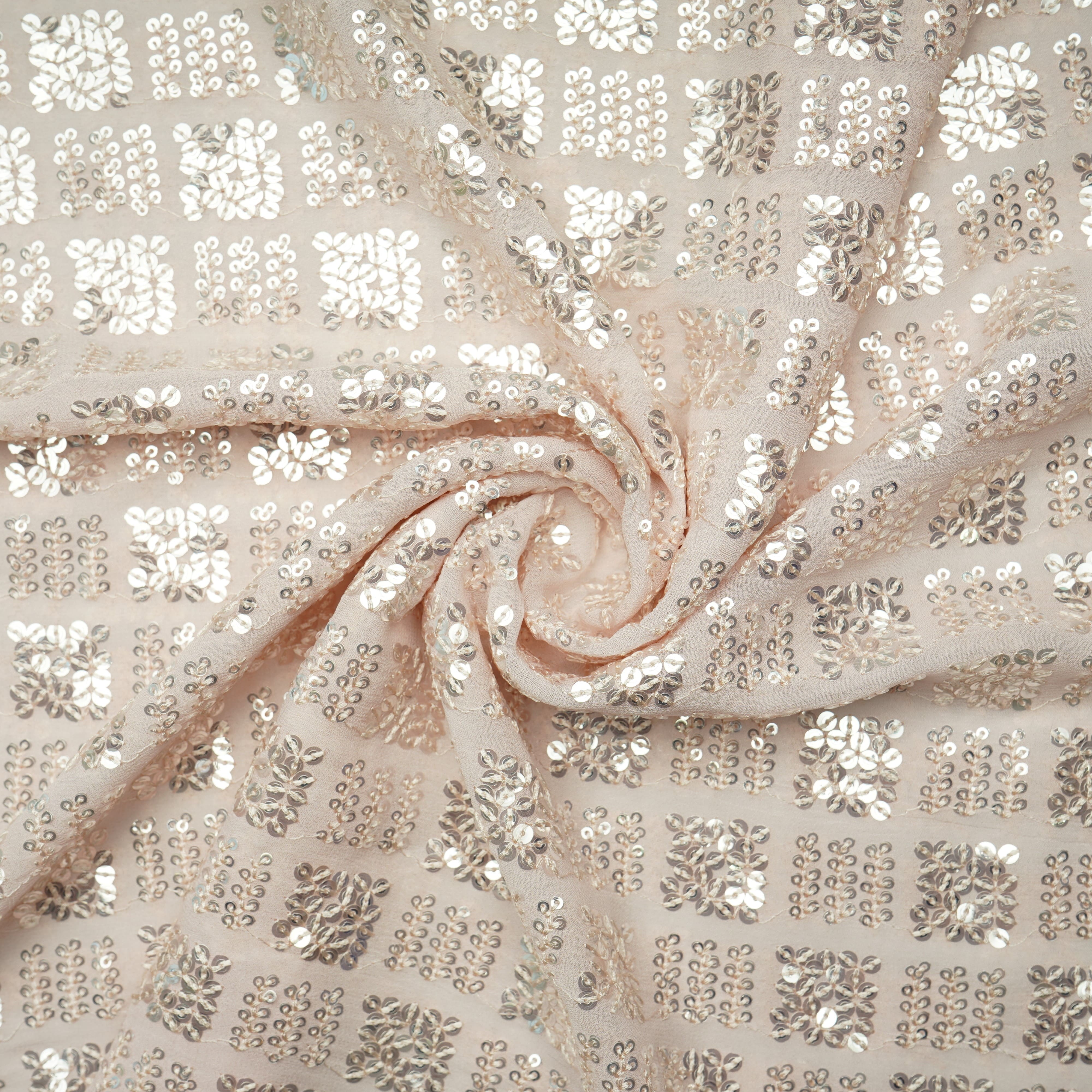 Pink Geometrical Sequence Embroidery Georgette Fabric 16211