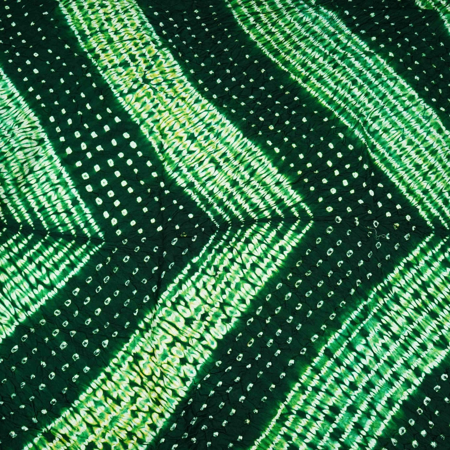 Dark Green Shibori Lehriya Bandhani Modal Silk Fabric BK-32709