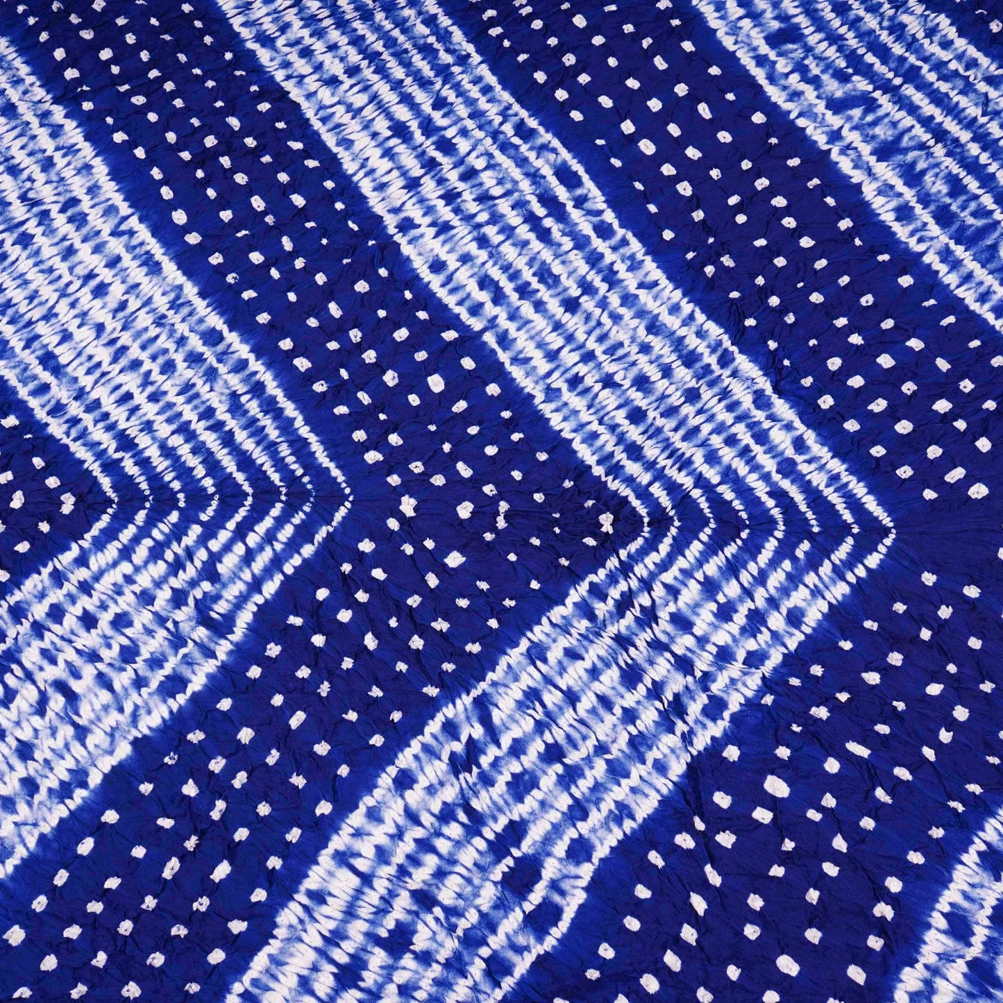 Royal Blue Shibori Lehriya Bandhani Modal Silk Fabric BK-32711