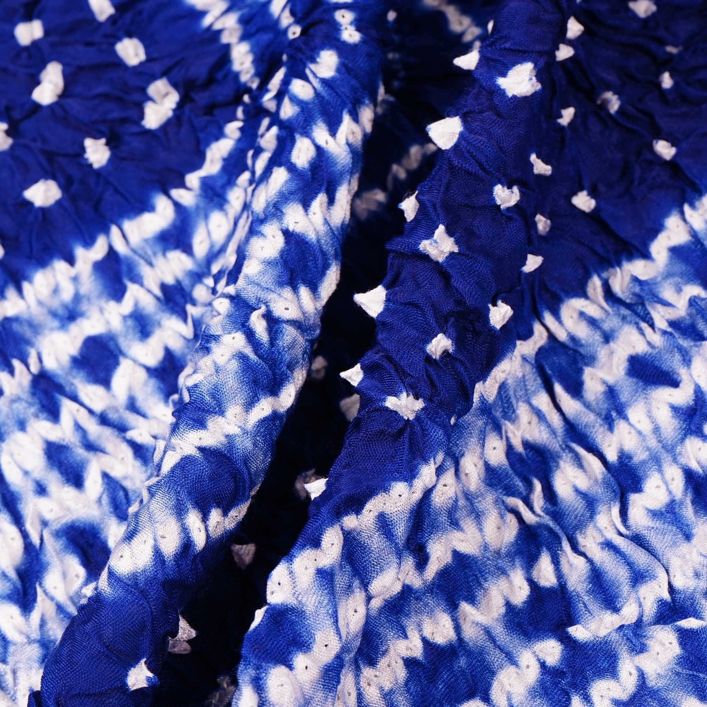 Royal Blue Shibori Lehriya Bandhani Modal Silk Fabric BK-32711