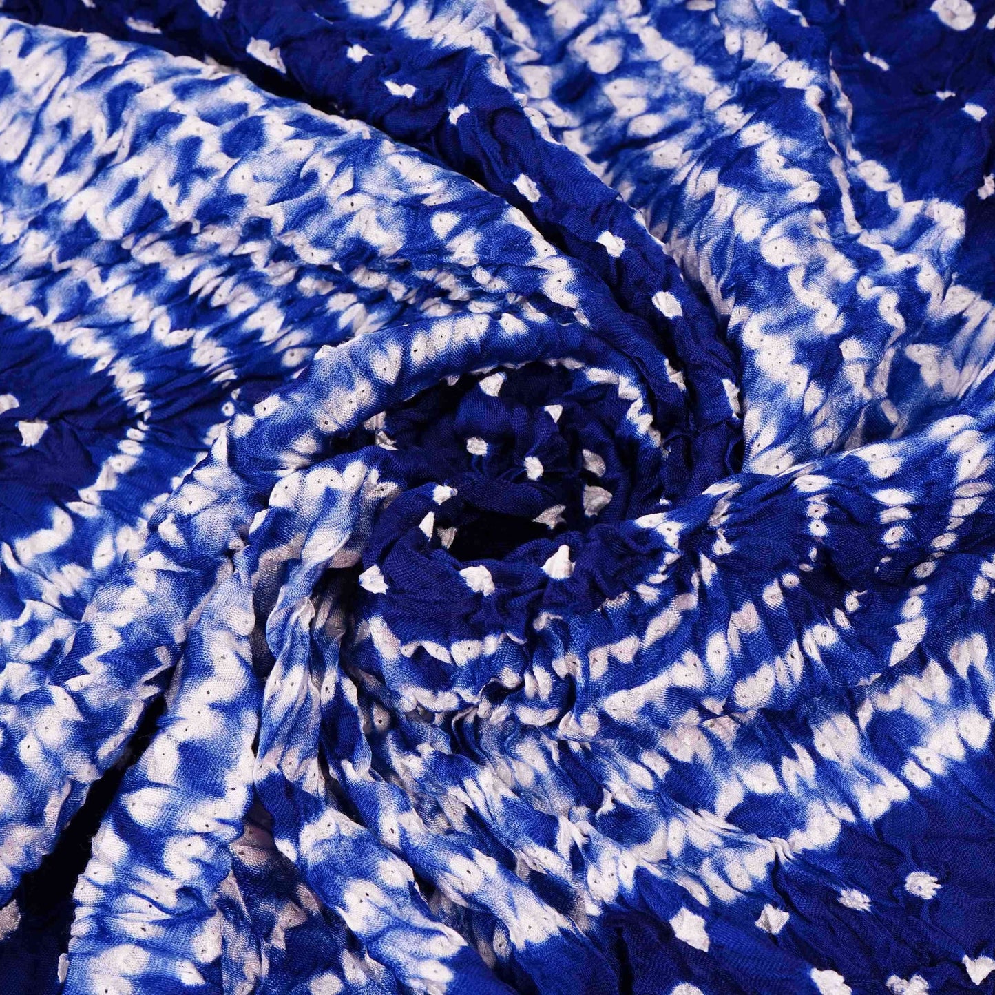 Royal Blue Shibori Lehriya Bandhani Modal Silk Fabric BK-32711
