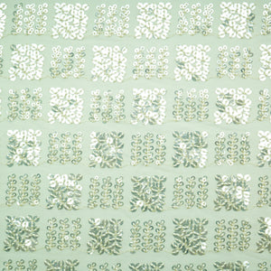 Light Olive Green Geometrical Sequence Embroidery Georgette Fabric 16214