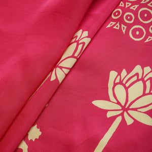 Magenta Pink Floral Block Print Modal Satin SN-29522 - TradeUNO