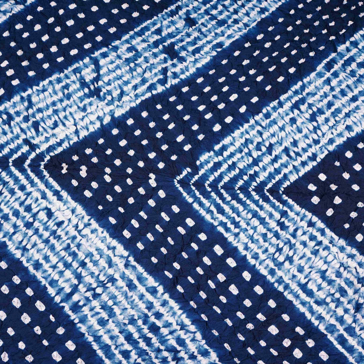 Navy Blue Shibori Lehriya Bandhani Modal Silk Fabric BK-32705