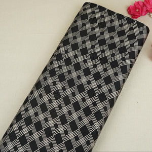 Black Geomatrical Print Modal Satin SN-29512 - TradeUNO