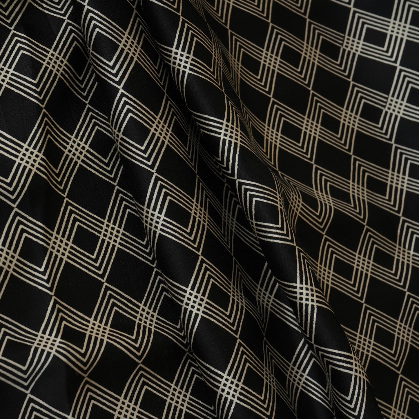 Black Geomatrical Print Modal Satin SN-29512