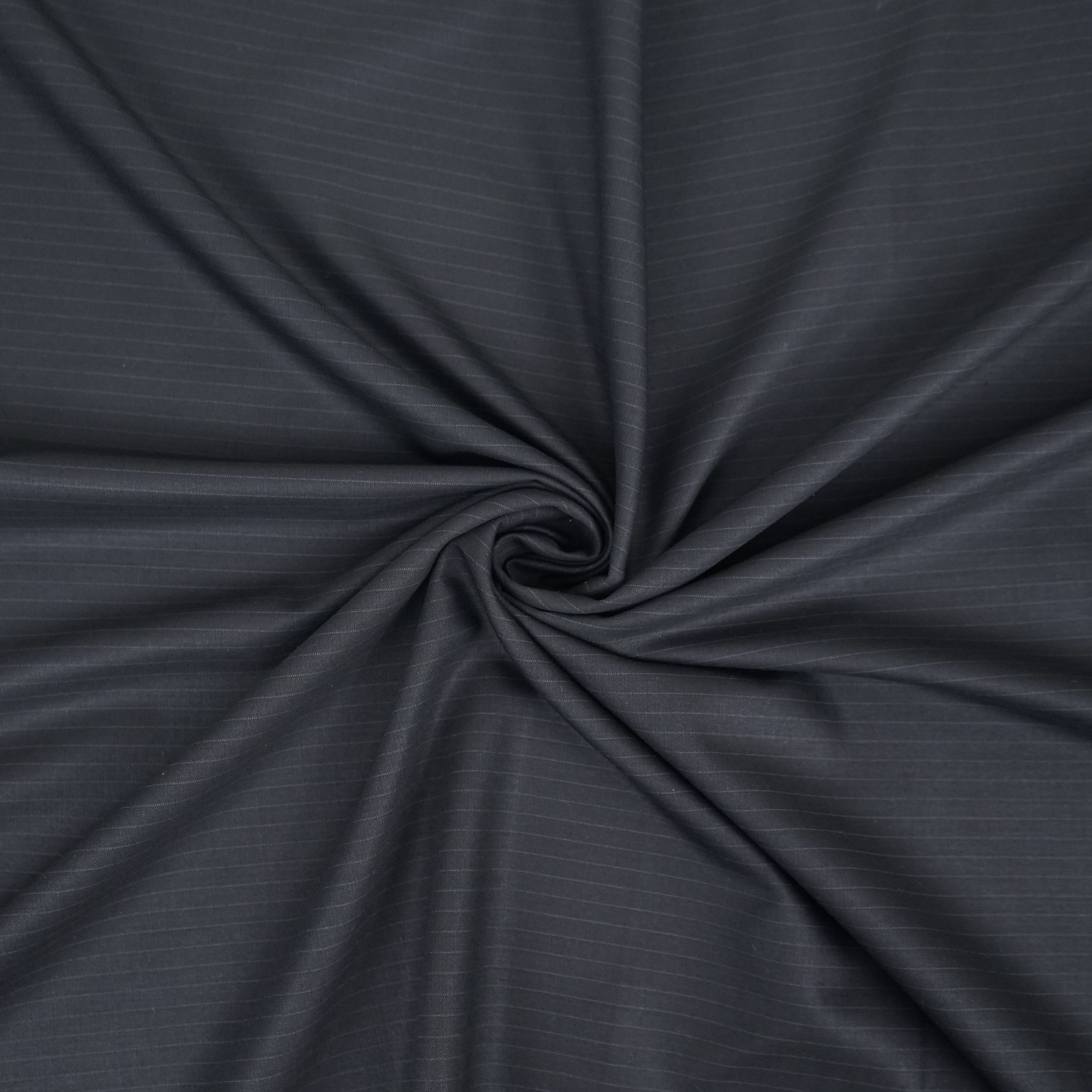 Black Pin Stripes Suiting Fabric ASMI-31281 - TradeUNO