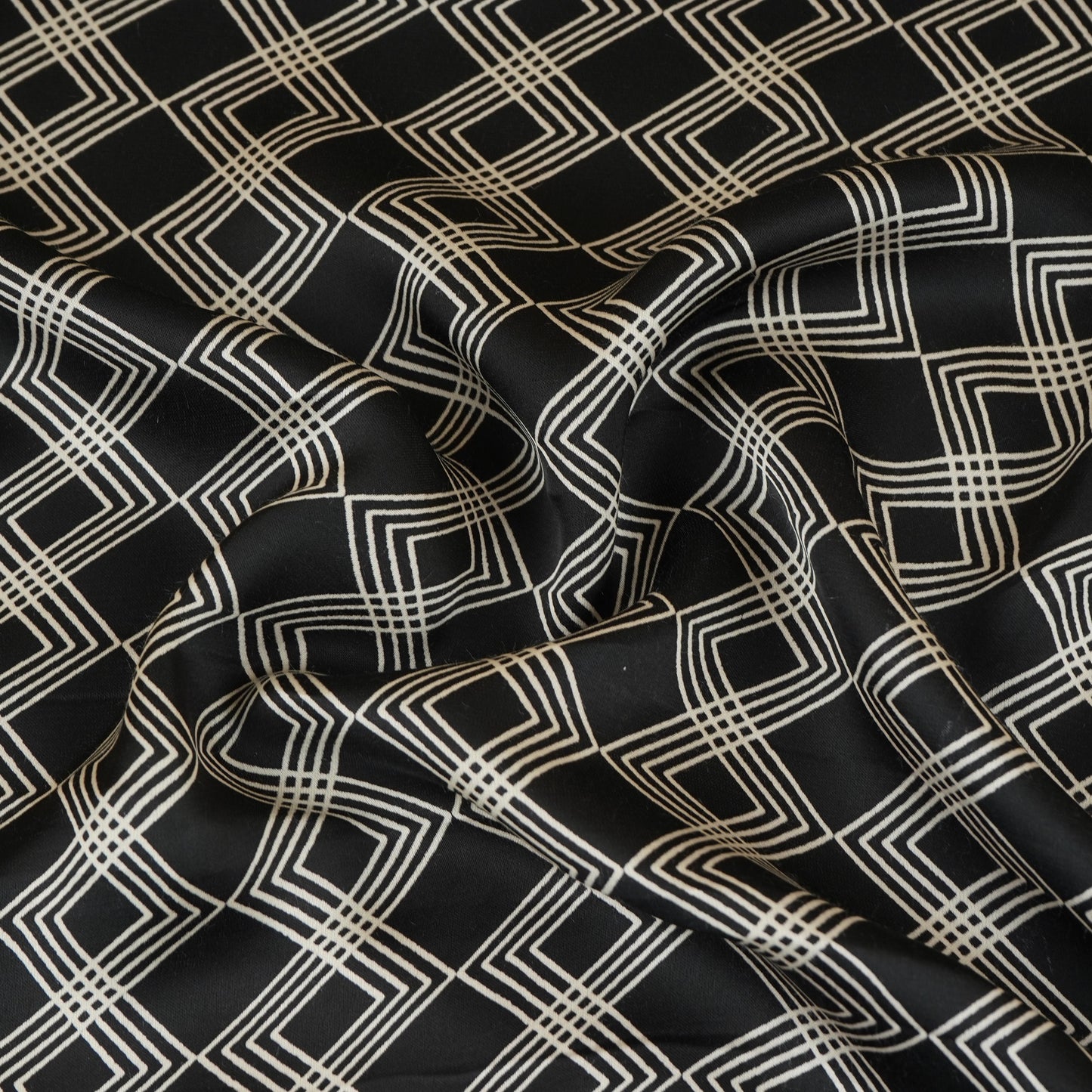 Black Geomatrical Print Modal Satin SN-29512