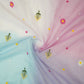Sky Blue With Multicolor 4D Shaded Embroidery Mul Chanderi Fabric DC-30684
