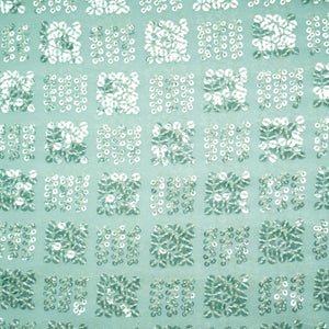 Mint Green Geometrical Sequence Embroidery Georgette Fabric 16213