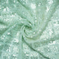 Mint Green Geometrical Sequence Embroidery Georgette Fabric 16213