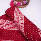 Maroon Shibori Lehriya Bandhani Modal Silk Fabric BK-32706
