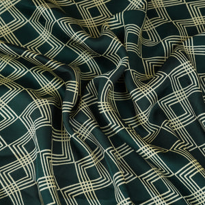 Dark Green Geomatrical Print Modal Satin SN-29511 - TradeUNO
