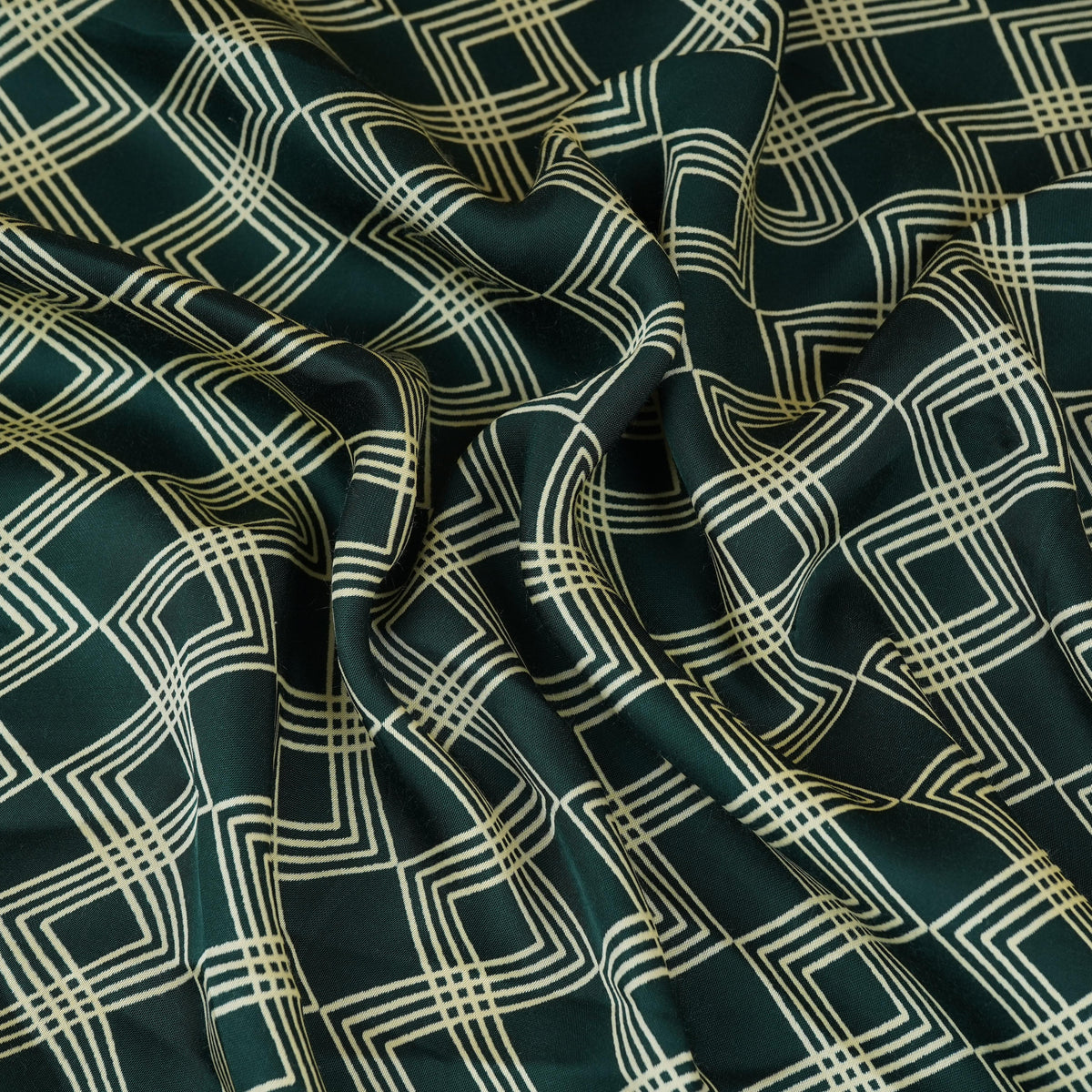 Dark Green Geomatrical Print Modal Satin SN-29511 - TradeUNO