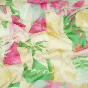 Pink & Peach Floral Hand Embroidery Chinnon Fabric VF-30660 - TradeUNO