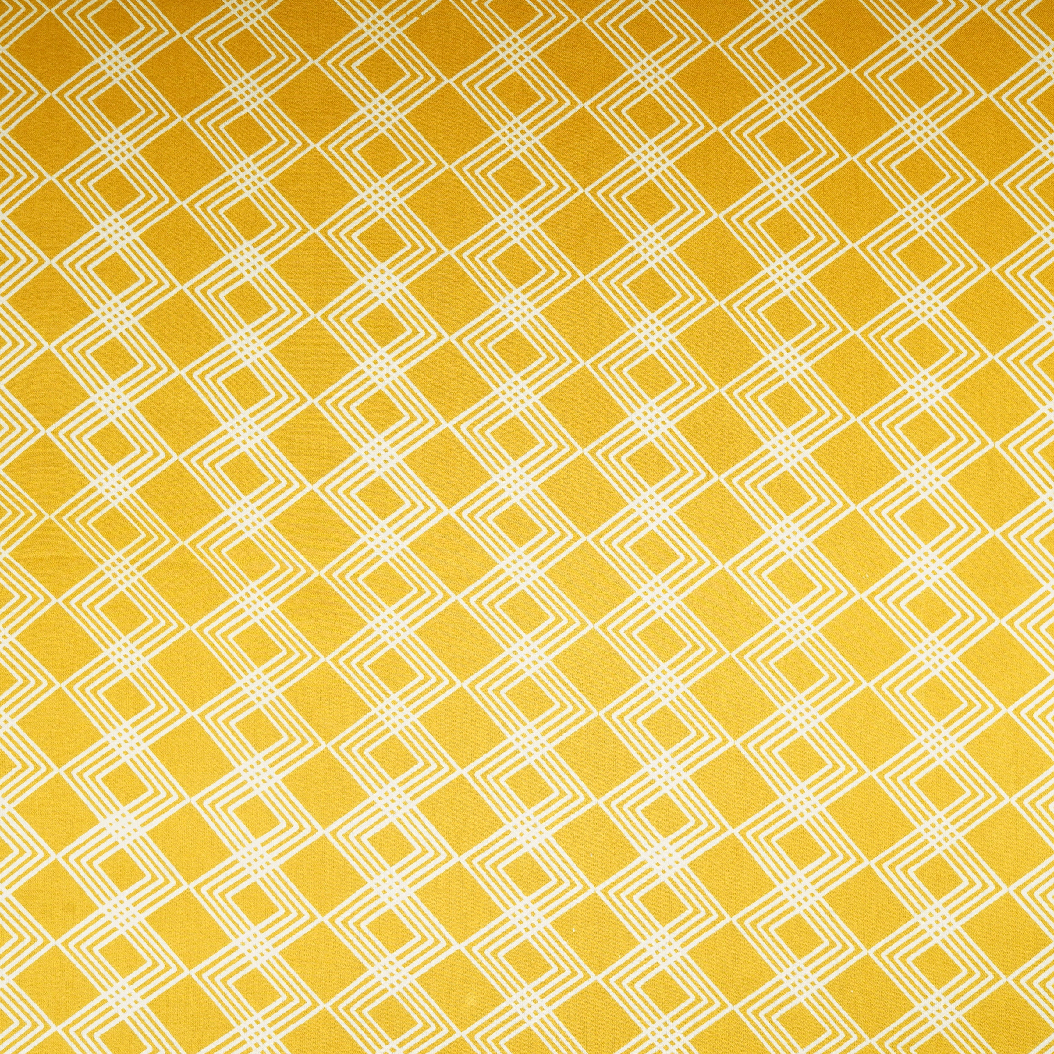 Yellow Geomatrical Print Modal Satin SN-29514 - TradeUNO