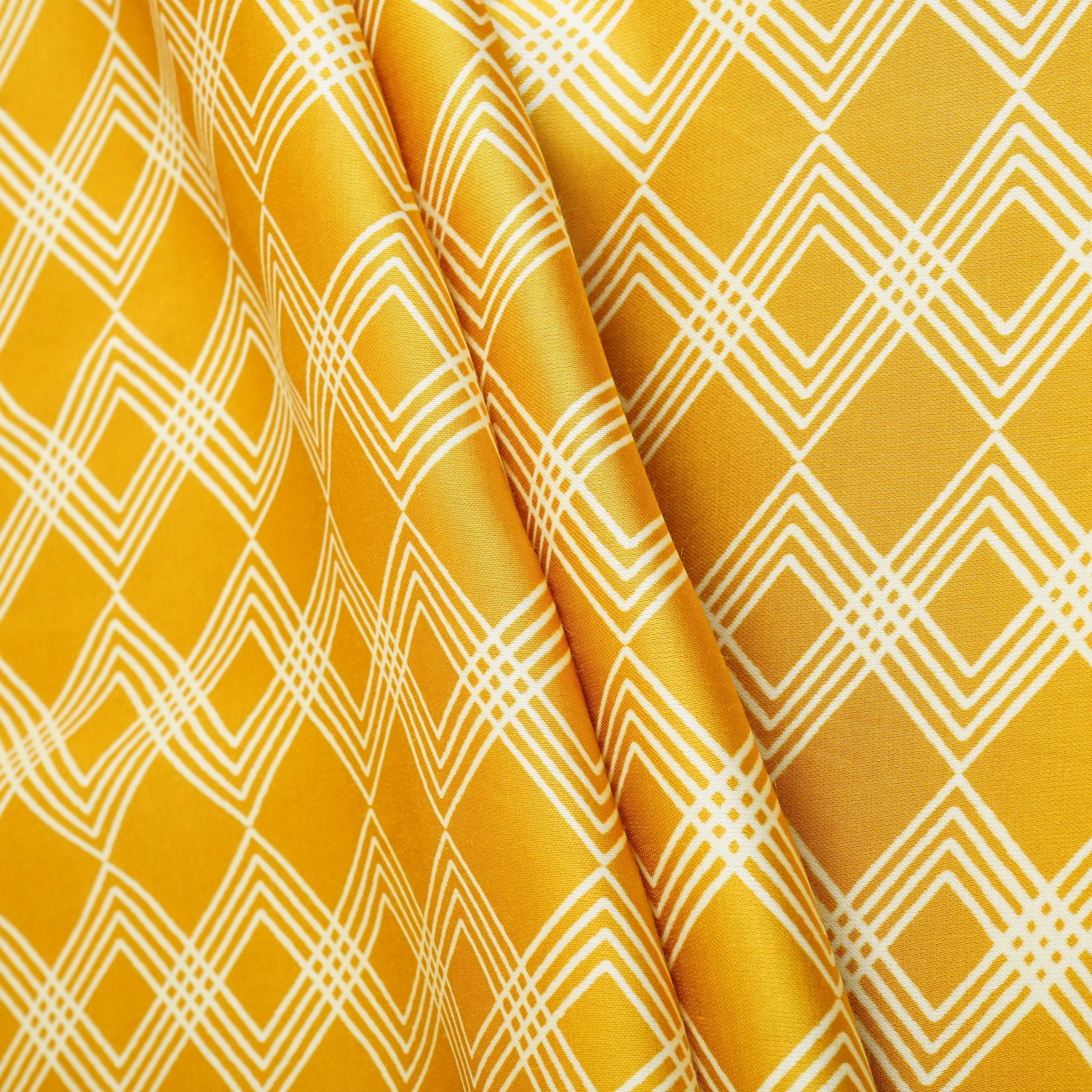 Yellow Geomatrical Print Modal Satin SN-29514 - TradeUNO