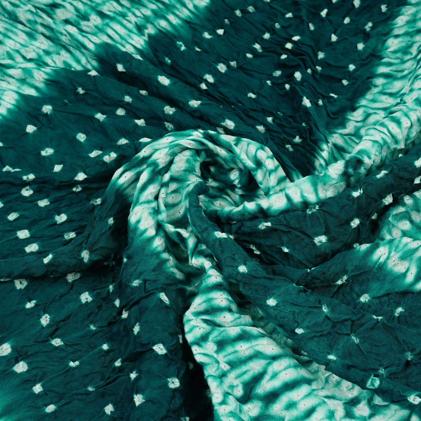 Teal Green Shibori Lehriya Bandhani Modal Silk Fabric BK-32704