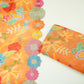 Peach 3D Floral Embroidery Mul Chanderi Fabric VF-30648