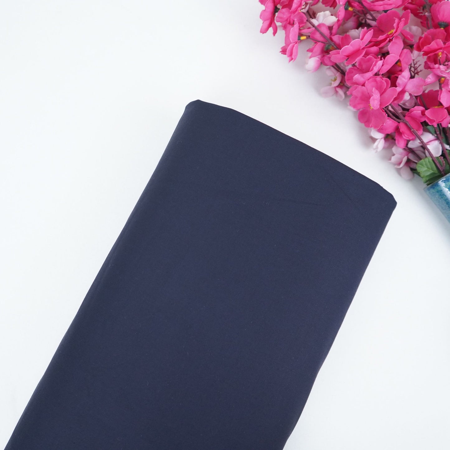 Navy Blue Solid Lycra Suiting Fabric ASMI-31291