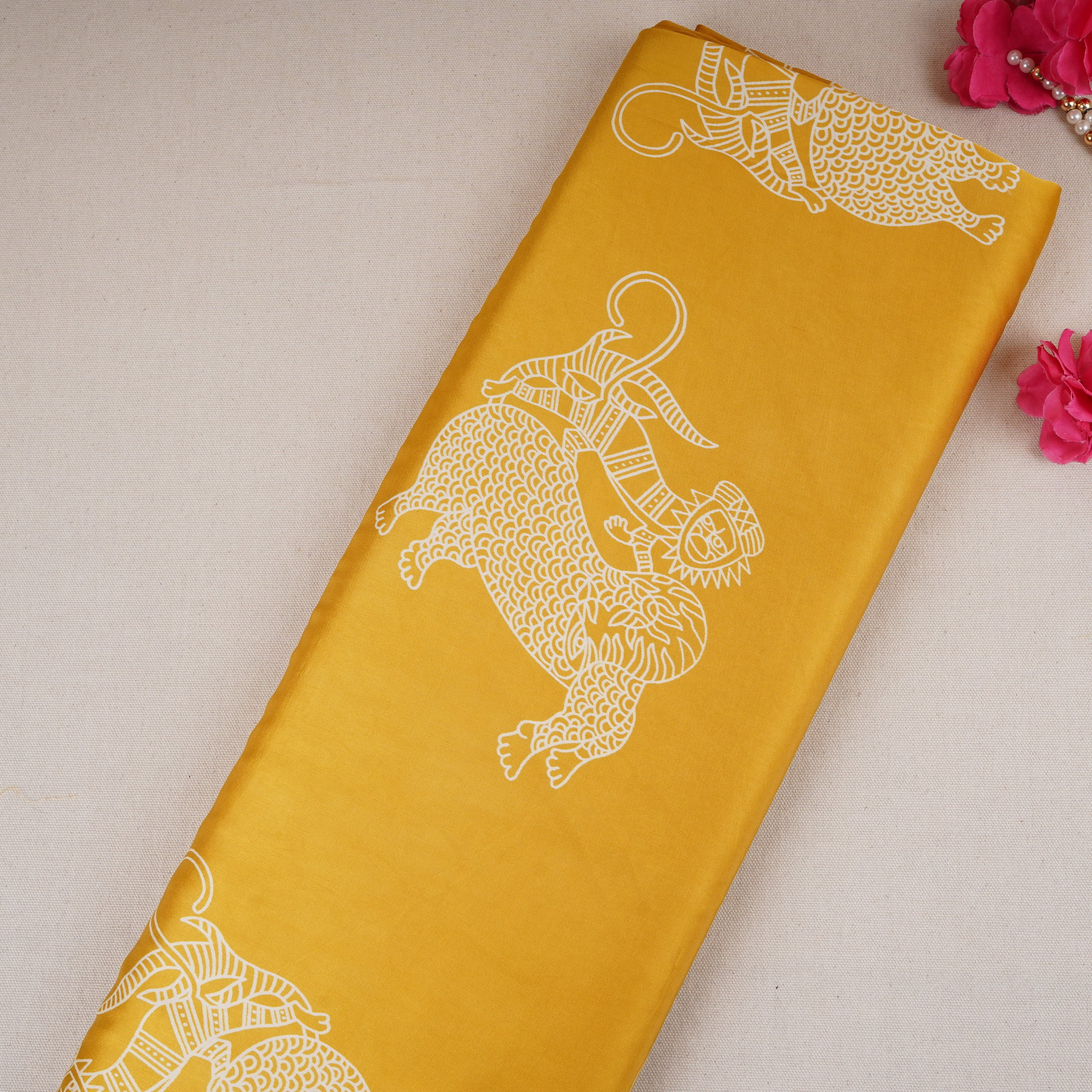 Mustard Gond art Print Modal Satin SN-29518 - TradeUNO