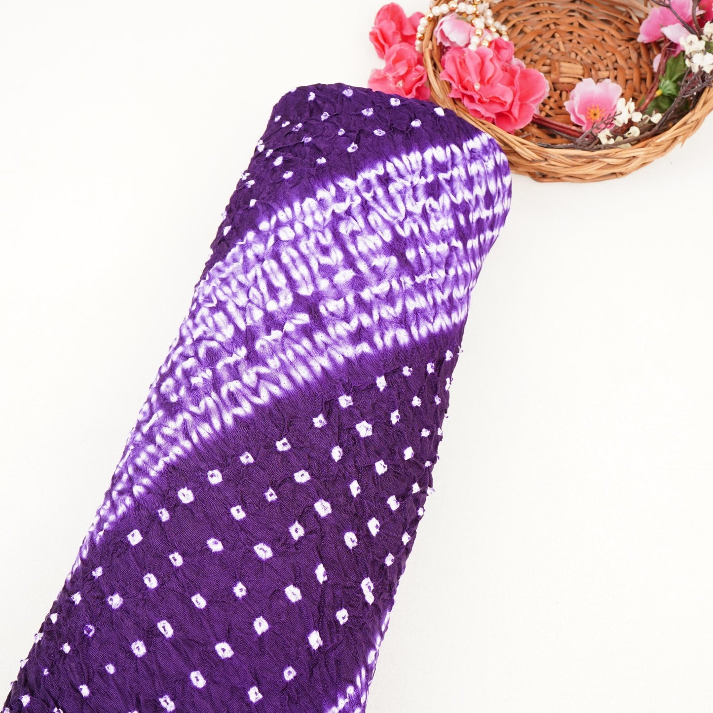 Purple Shibori Lehriya Bandhani Modal Silk Fabric BK-32713