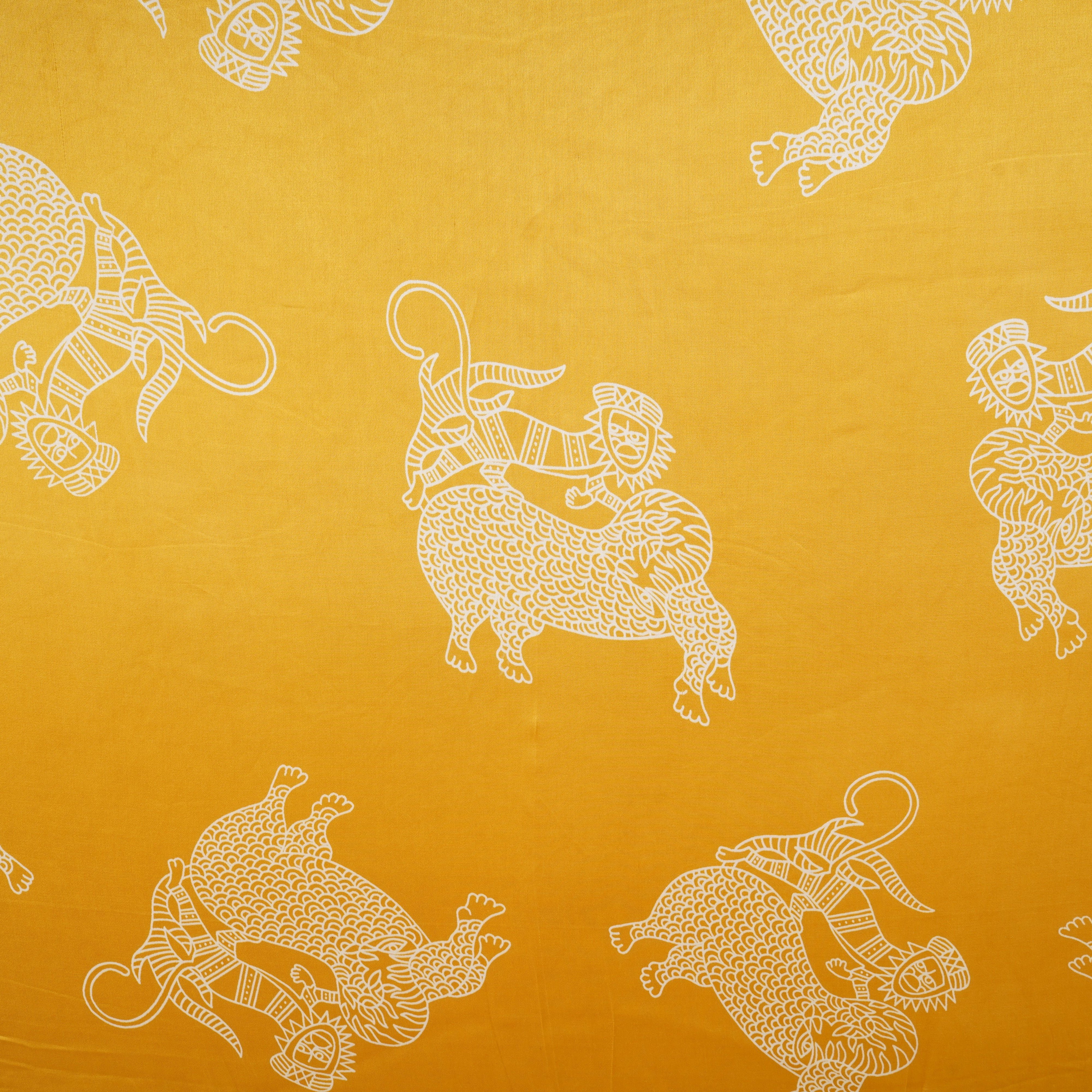 Mustard Gond art Print Modal Satin SN-29518 - TradeUNO