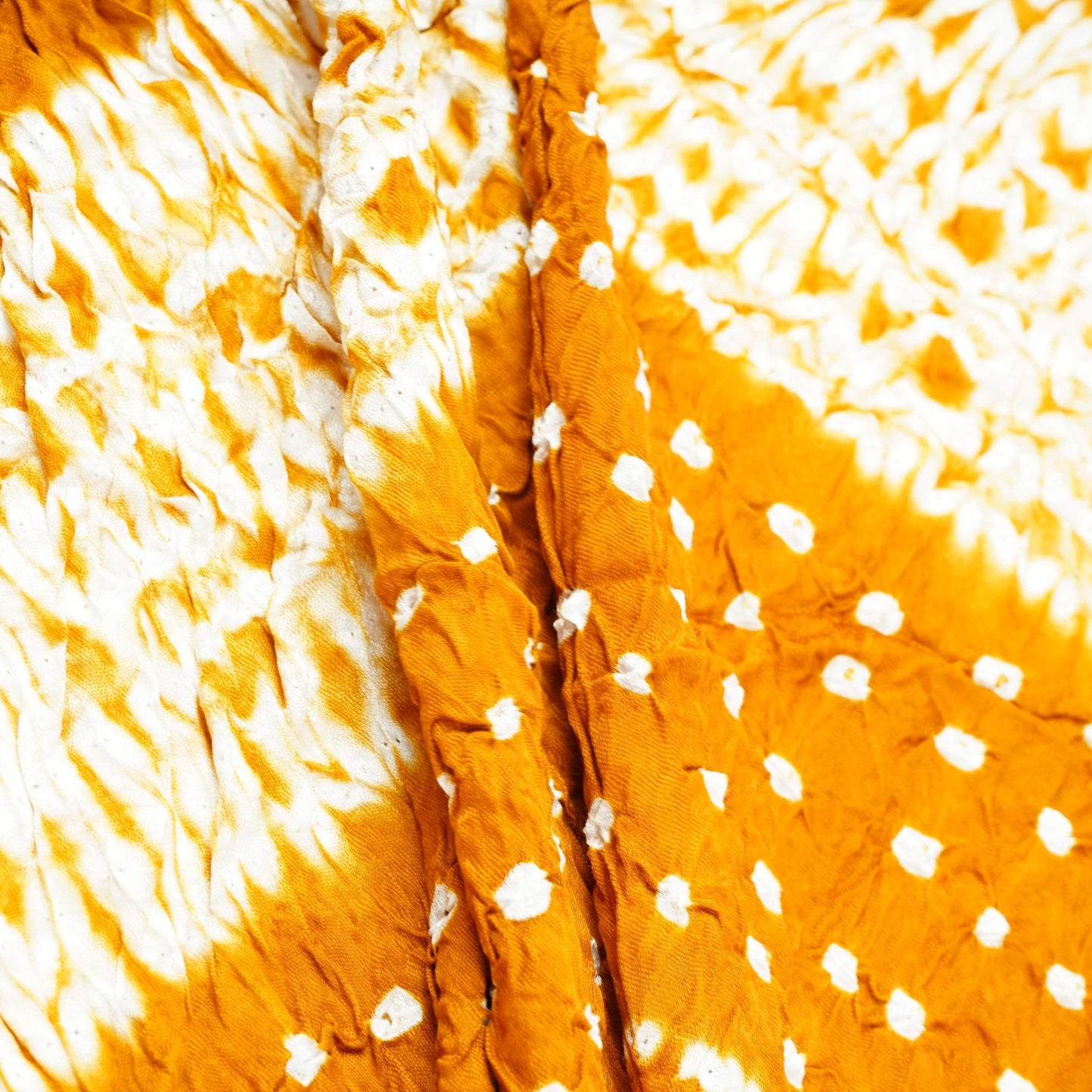 Mustard Shibori Lehriya Bandhani Modal Silk Fabric BK-32707