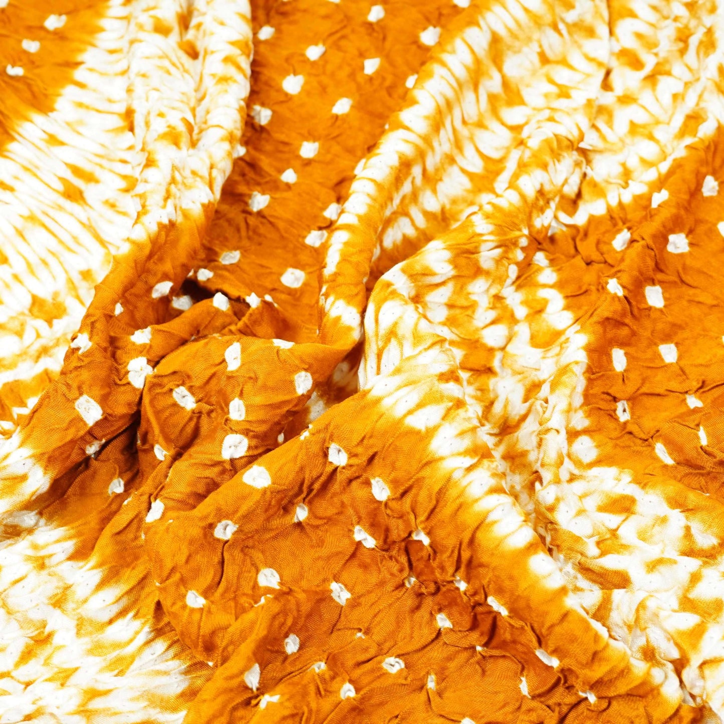 Mustard Shibori Lehriya Bandhani Modal Silk Fabric BK-32707