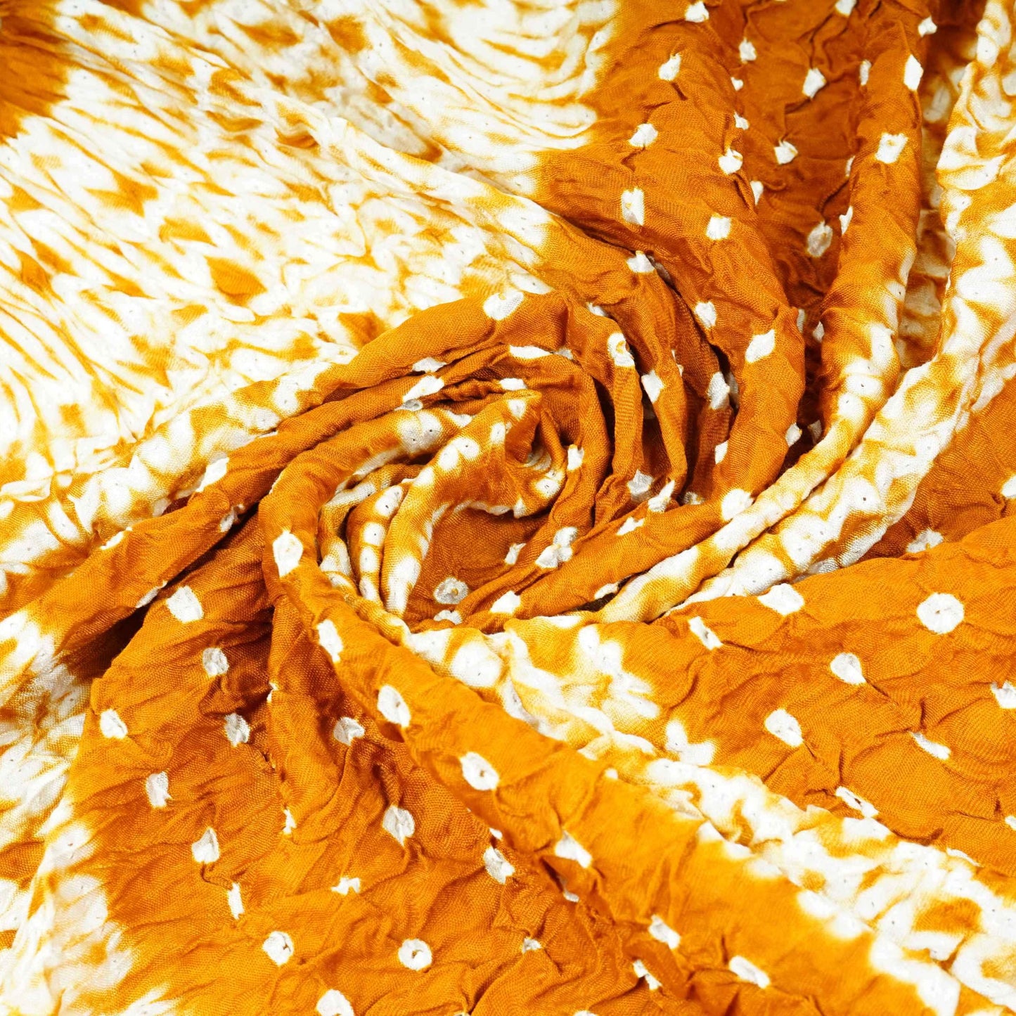Mustard Shibori Lehriya Bandhani Modal Silk Fabric BK-32707