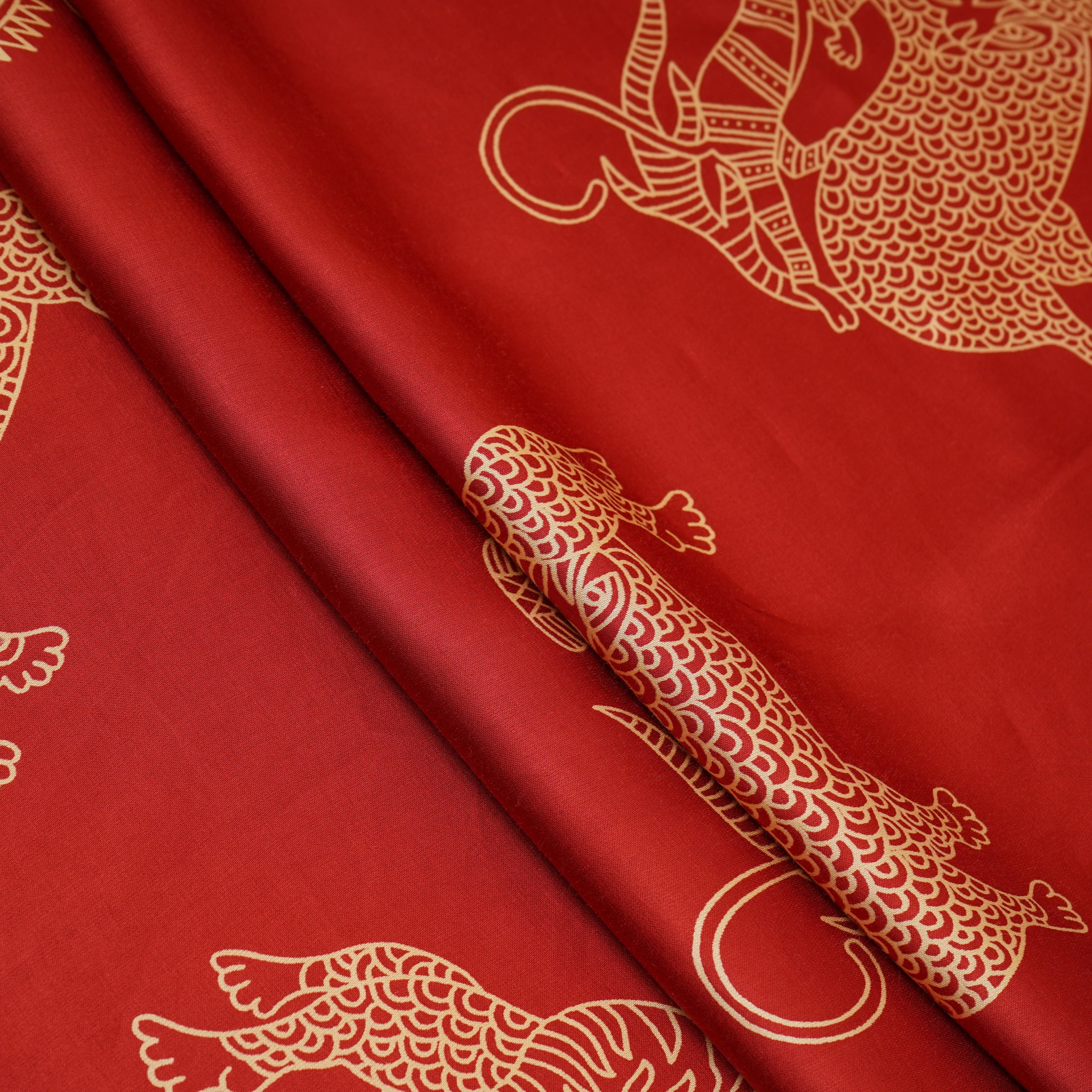 Red Gond art Print Modal Satin SN-29515 - TradeUNO