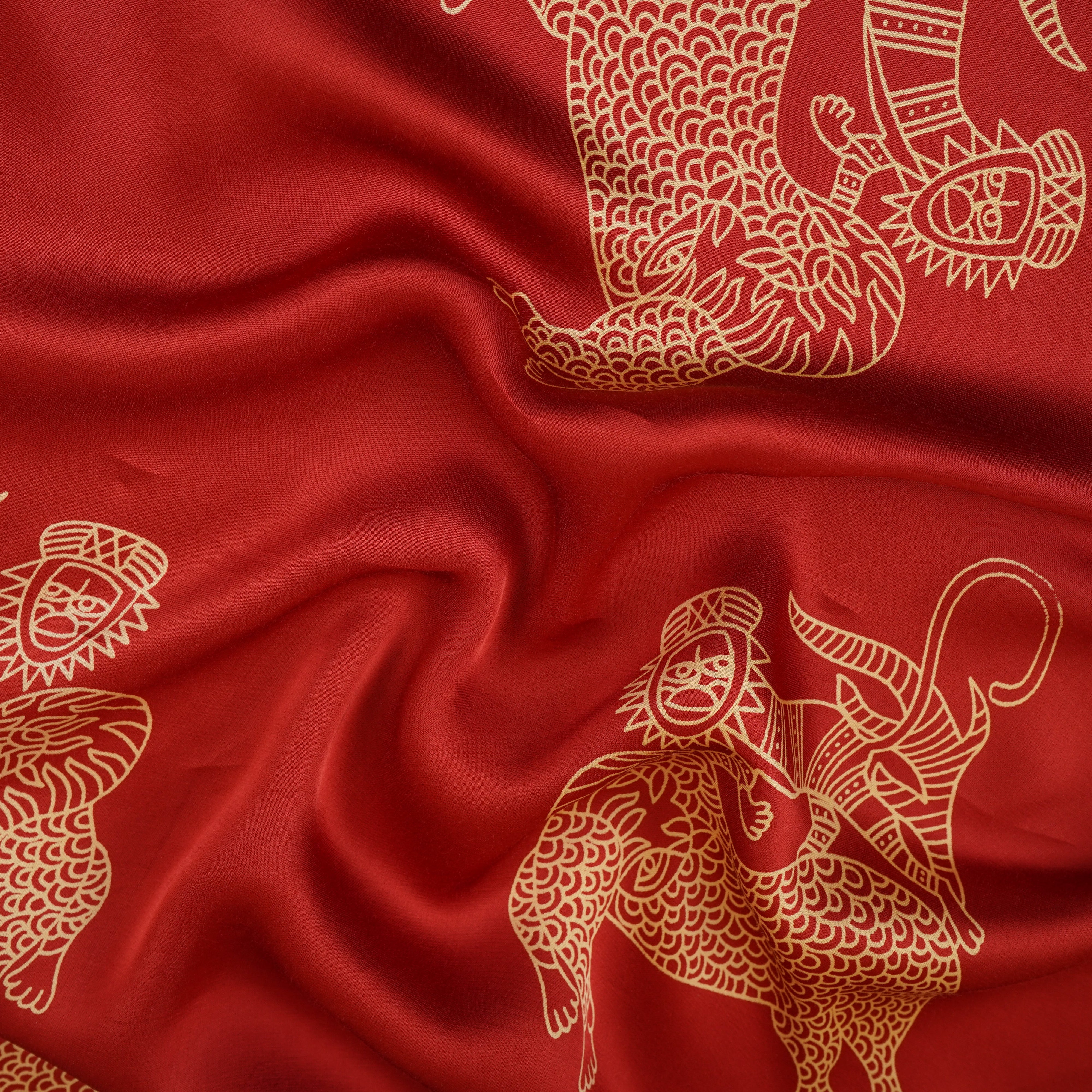 Red Gond art Print Modal Satin SN-29515 - TradeUNO