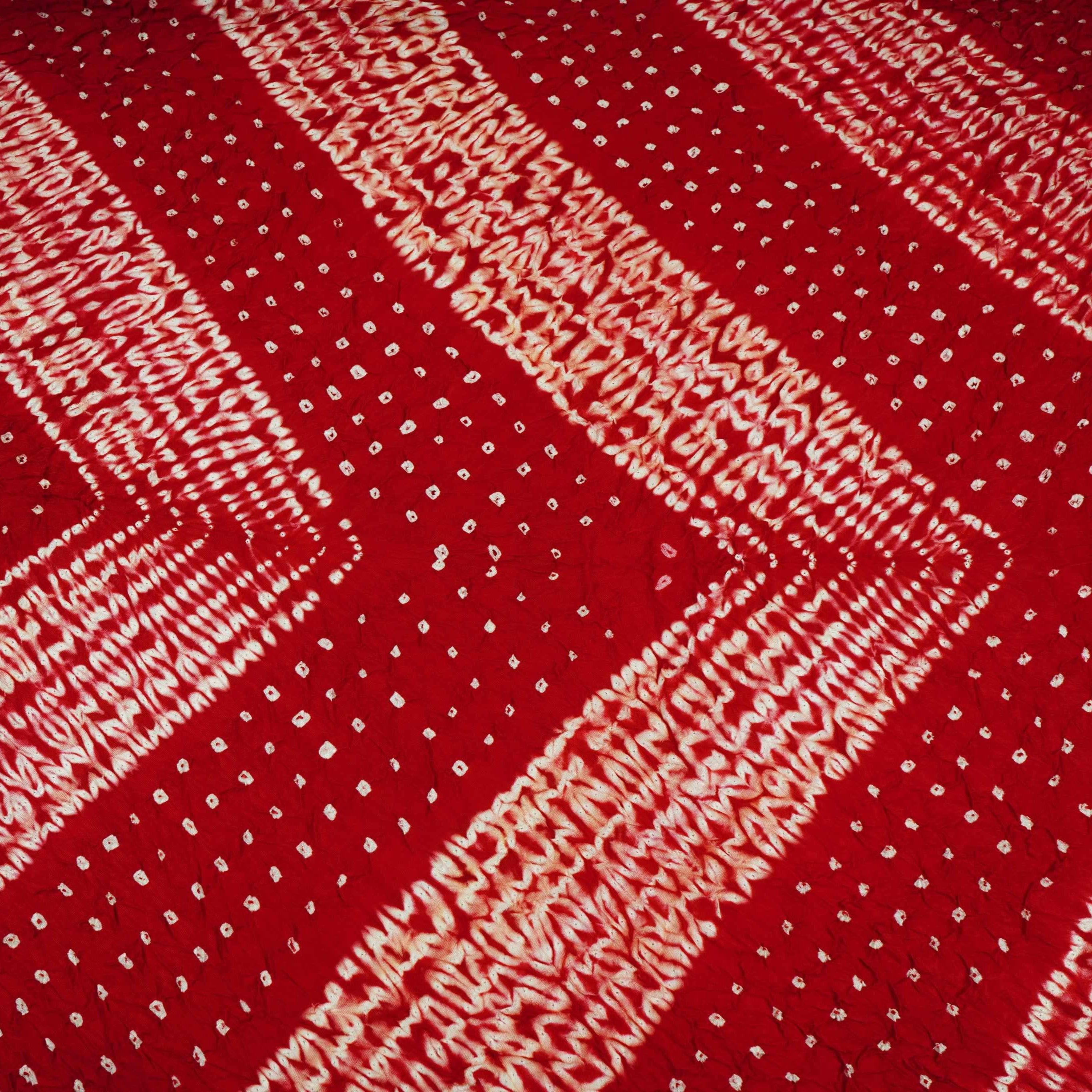 Red Shibori Lehriya Bandhani Modal Silk Fabric BK-32710