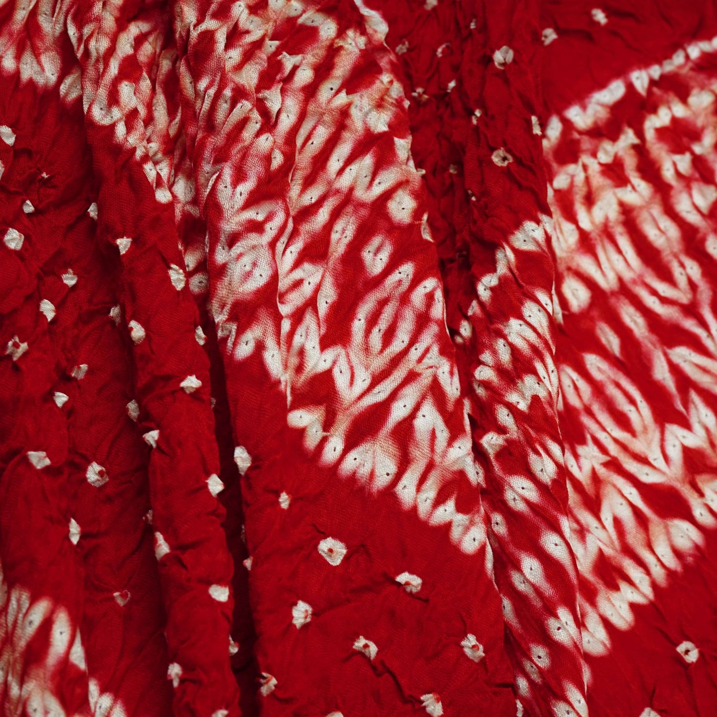 Red Shibori Lehriya Bandhani Modal Silk Fabric BK-32710