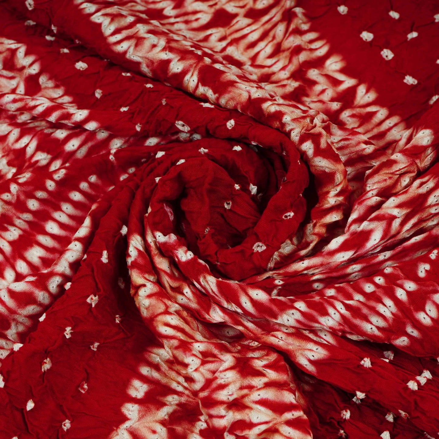 Red Shibori Lehriya Bandhani Modal Silk Fabric BK-32710