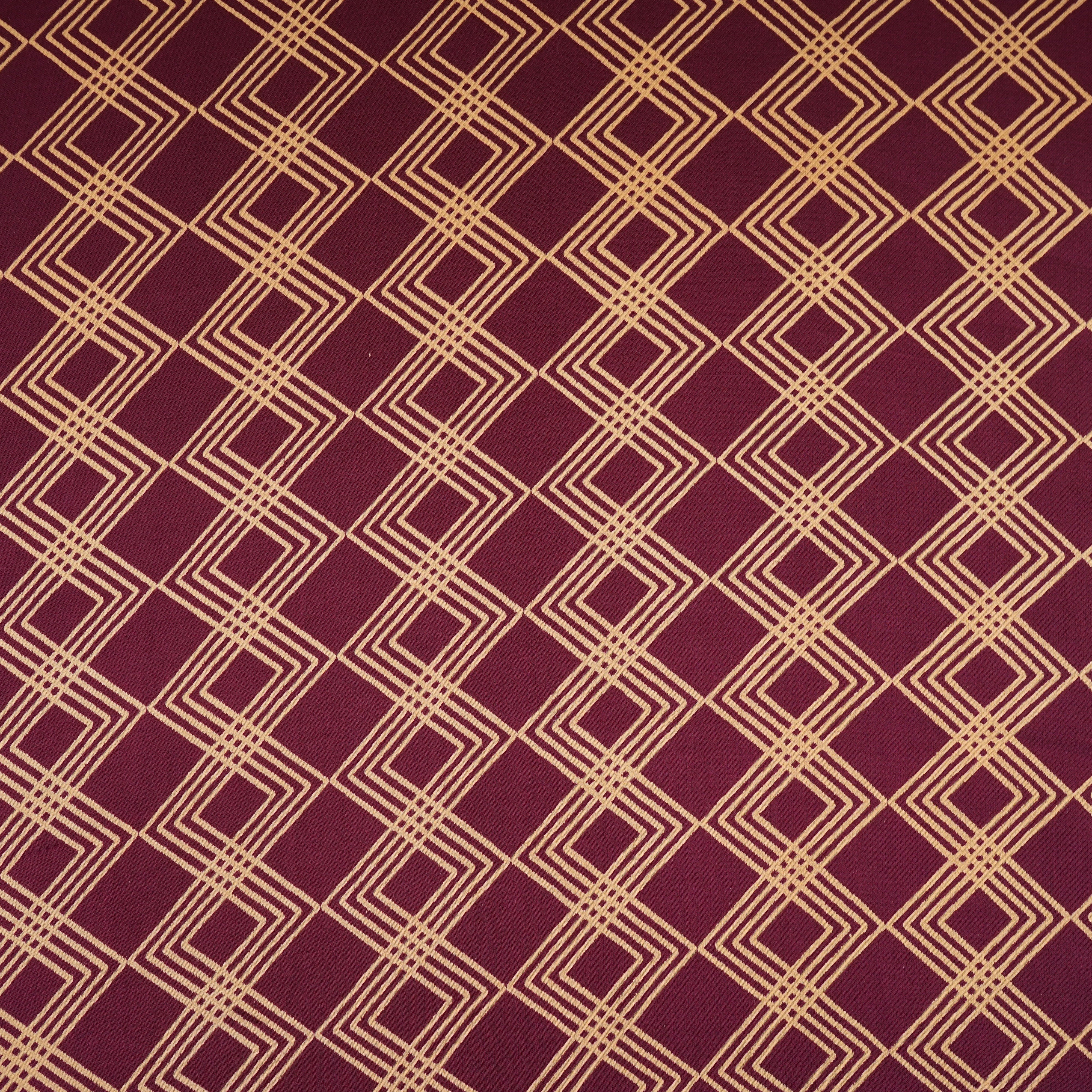 Wine Geomatrical Print Modal Satin SN-29510 - TradeUNO