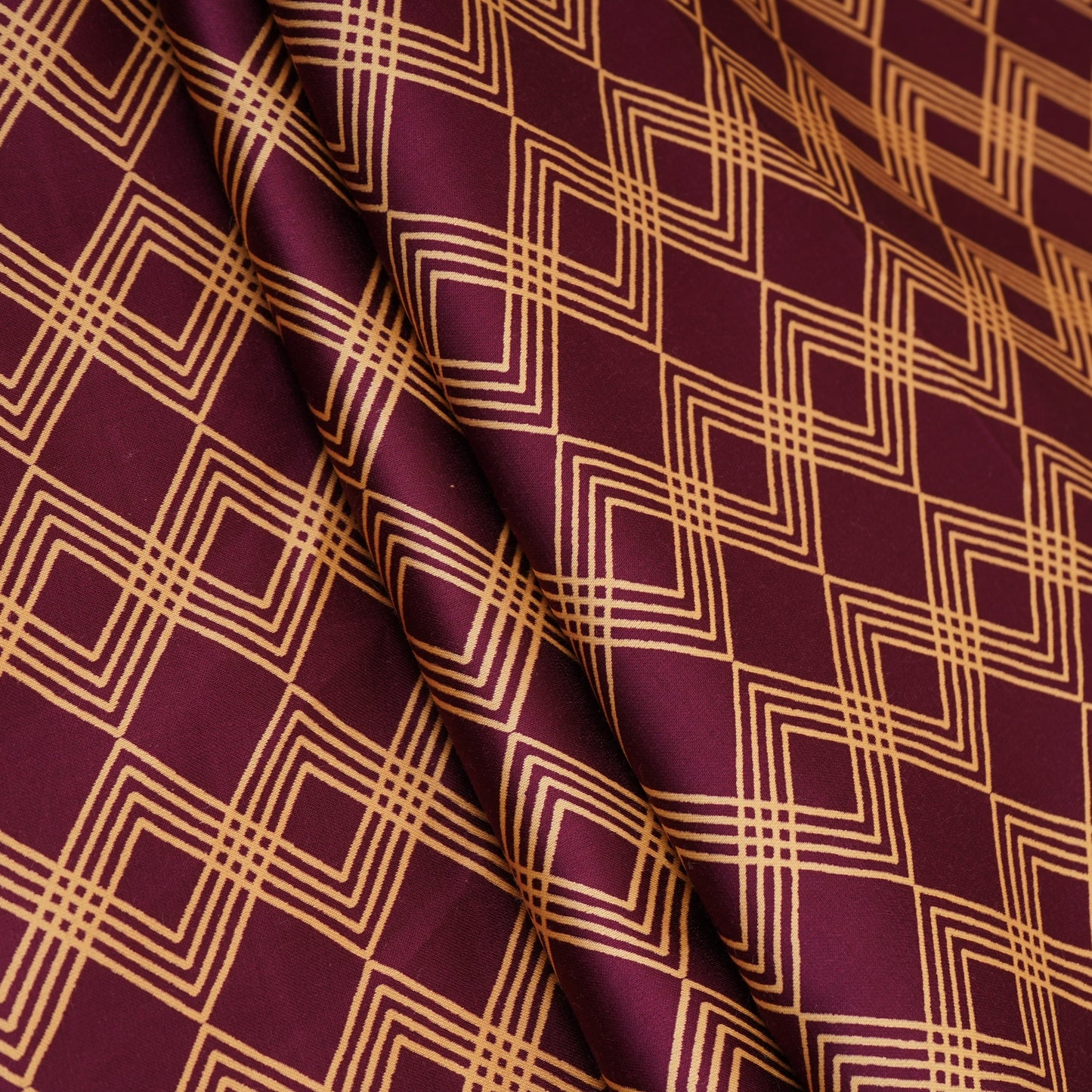 Wine Geomatrical Print Modal Satin SN-29510