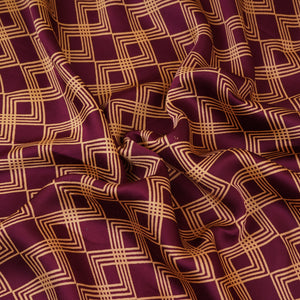 Wine Geomatrical Print Modal Satin SN-29510 - TradeUNO