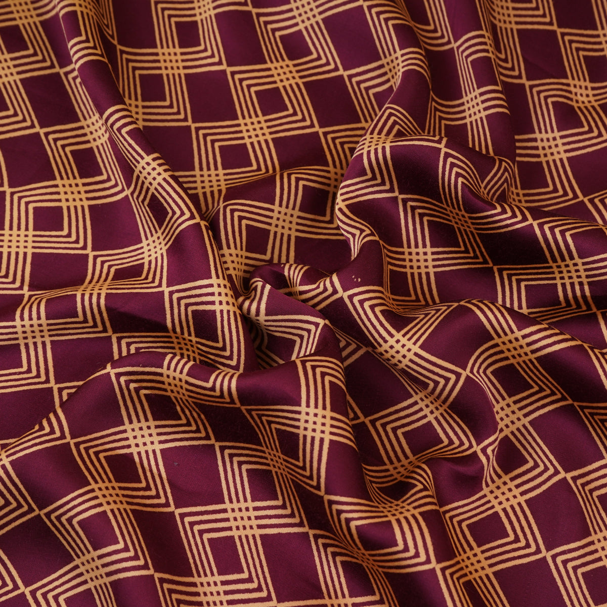 Wine Geomatrical Print Modal Satin SN-29510 - TradeUNO