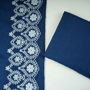Blue Floral Embroidery Denim Fabric TF-30597 - TradeUNO