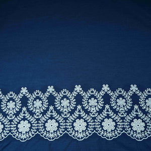 Blue Floral Embroidery Denim Fabric TF-30597 - TradeUNO