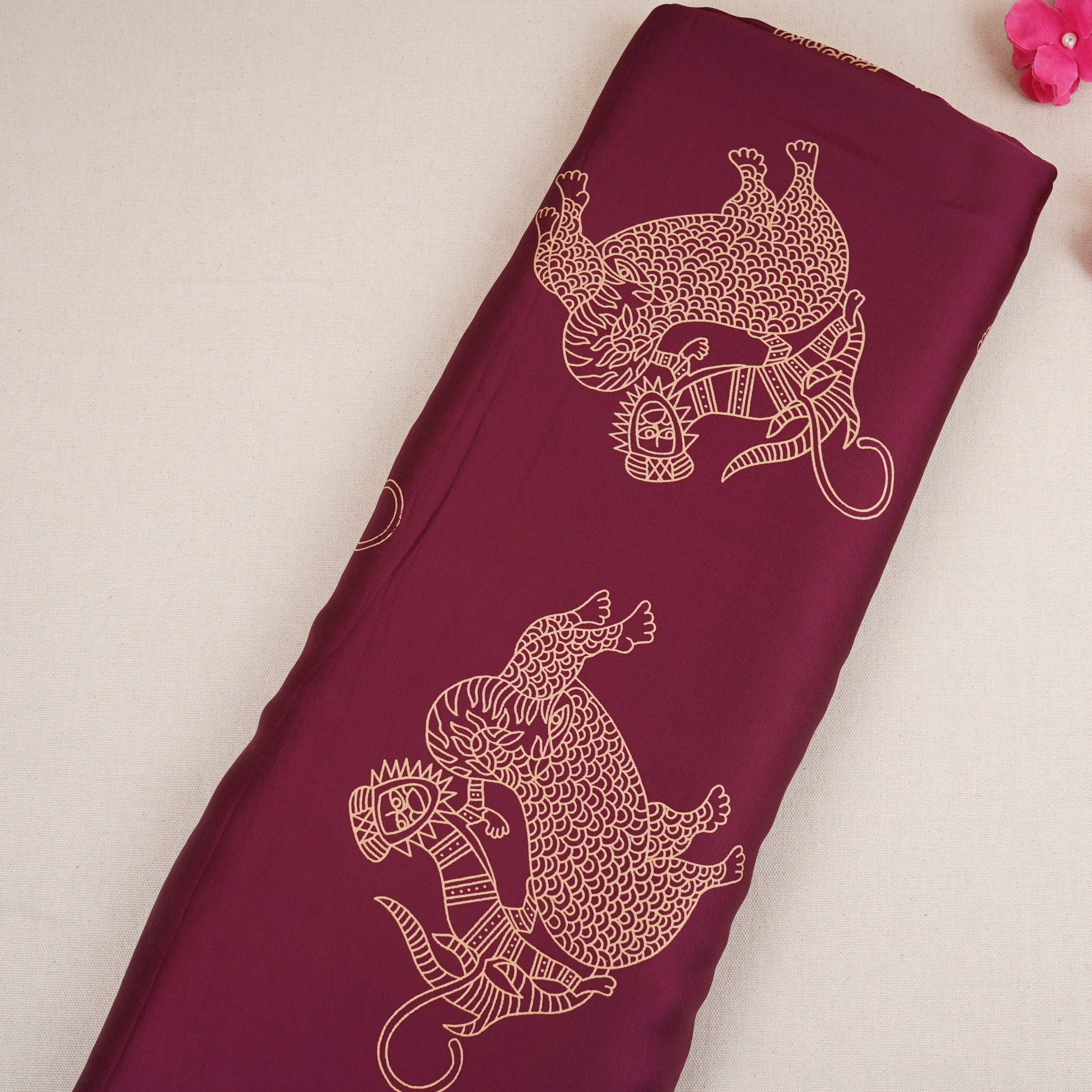 Wine Gond art Print Modal Satin SN-29519 - TradeUNO