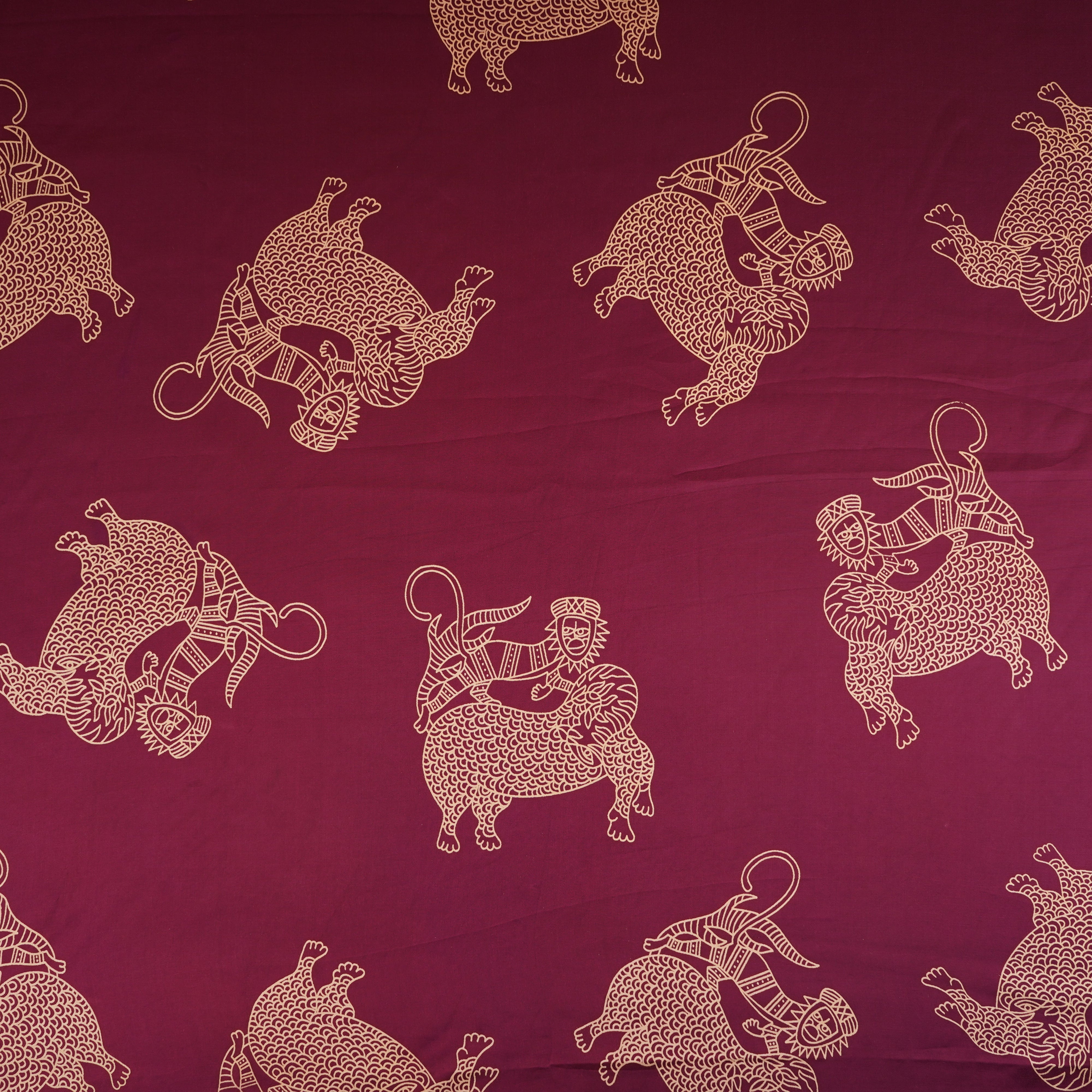 Wine Gond art Print Modal Satin SN-29519 - TradeUNO