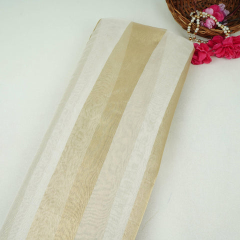White Dyeable Golden Stripes Tissue Fabric AC-32448
