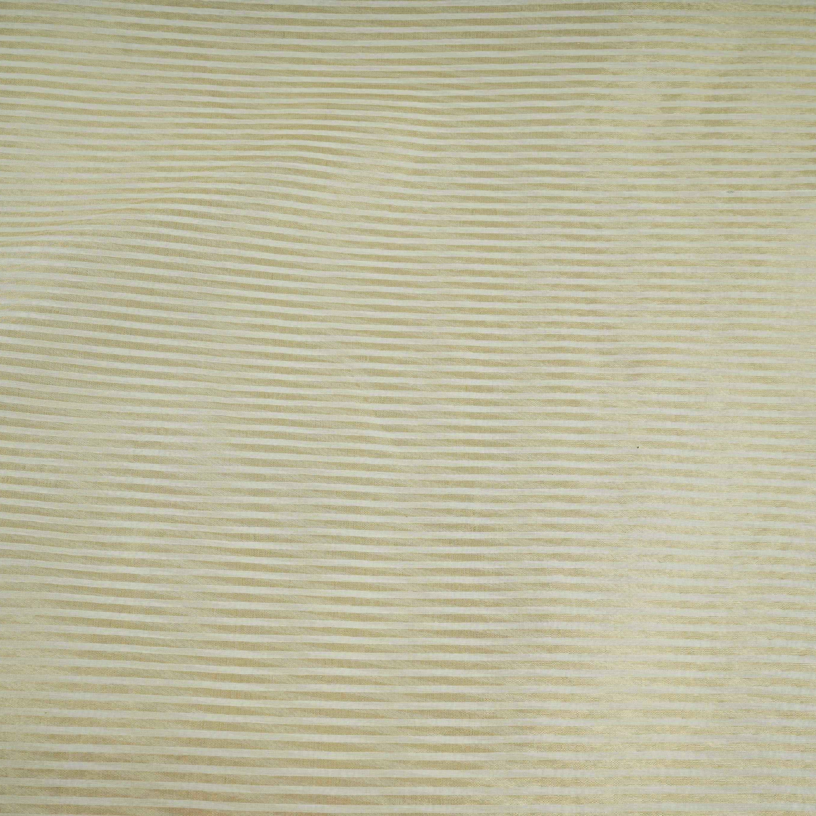 Off White Dyeable Golden Stripes Tissue Fabric AC-32913