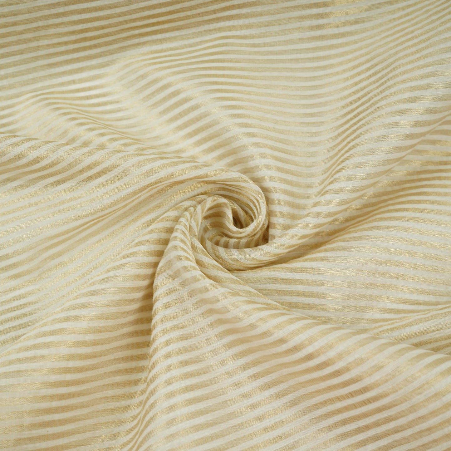 Off White Dyeable Golden Stripes Tissue Fabric AC-32913