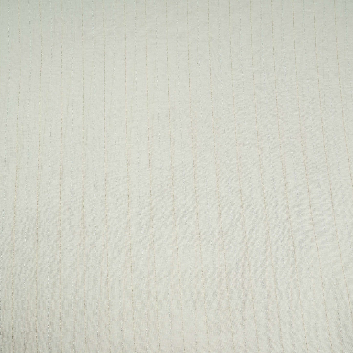 Off White Dyeable Silver Stripes Tissue Fabric AC-32446